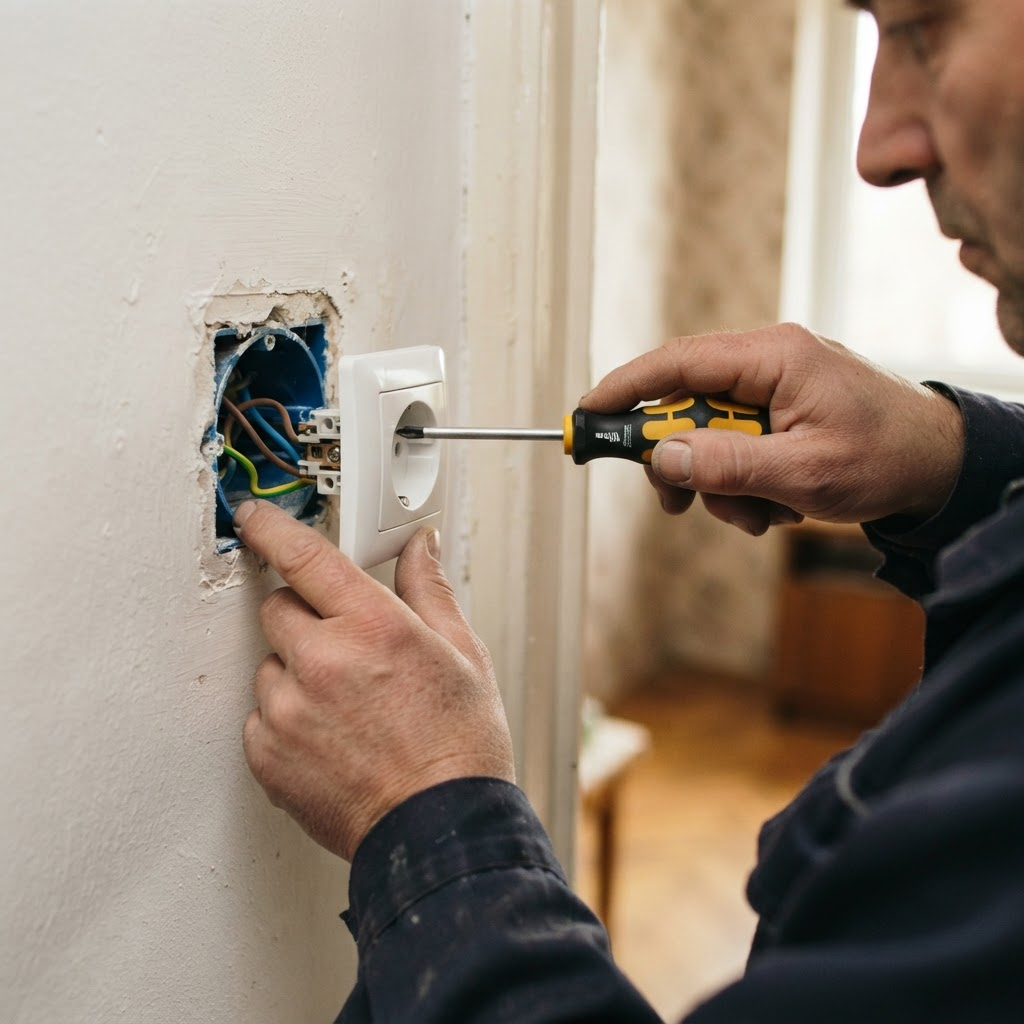 Wymiana gniazdka elektrycznego w ścianie